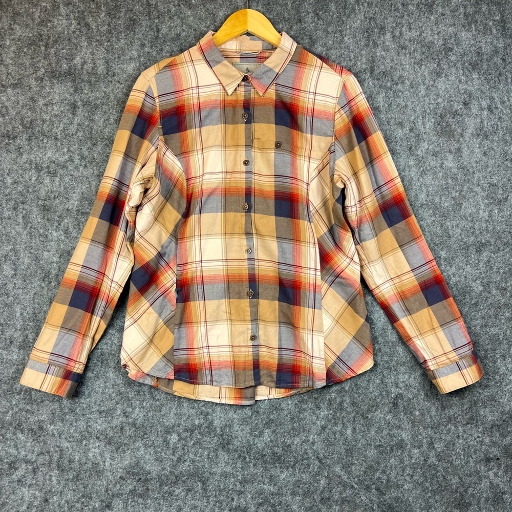 Royal Robbins Multicolor Plaid Button-Down Shirt Size L Standard Fit Tan Brown